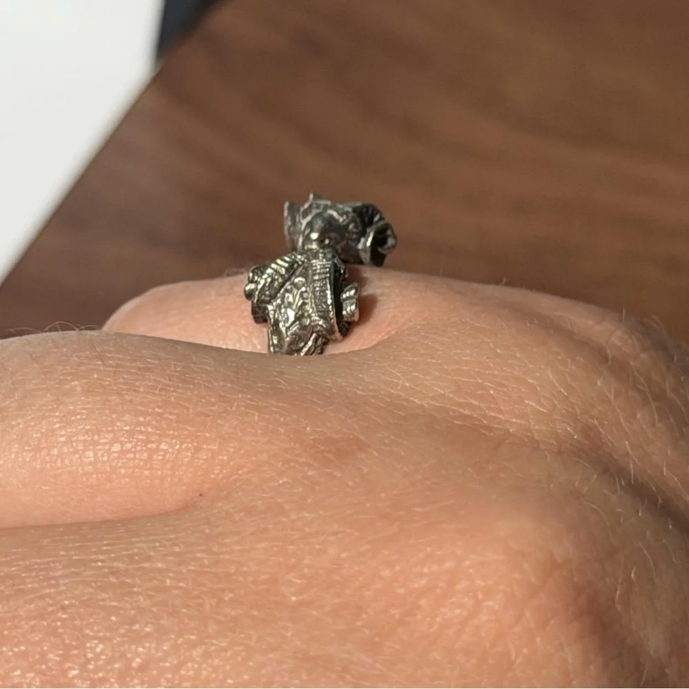 Vintage 925 Sterling Silver Ram Ring Adjustable
